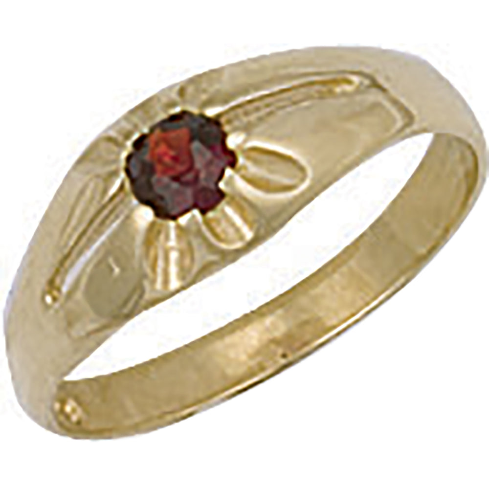 9ct Yellow Gold Garnet Baby Gipsy Ring