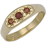 9ct Yellow Gold Garnet 3 Stone Baby Gipsy Ring