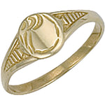 9ct Yellow Gold Baby Engraved Oval Signet Ring