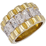 9ct Yellow Gold Rolex Style Cubic Zirconia Ring