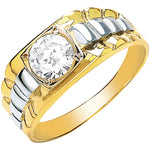 9ct Yellow Gold Rolex Style Square Top Cubic Zirconia Ring