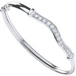 Silver Wavy Top Baby Cubic Zirconia Bangle