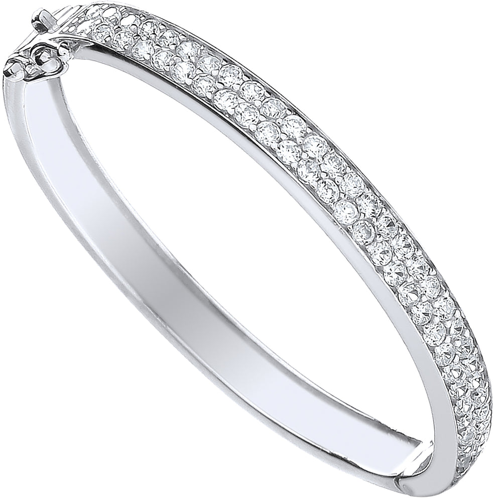 Silver Baby 2 Row Cubic Zirconia Bangle