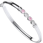 Silver Baby White & Pink Cubic Zirconia Bangle