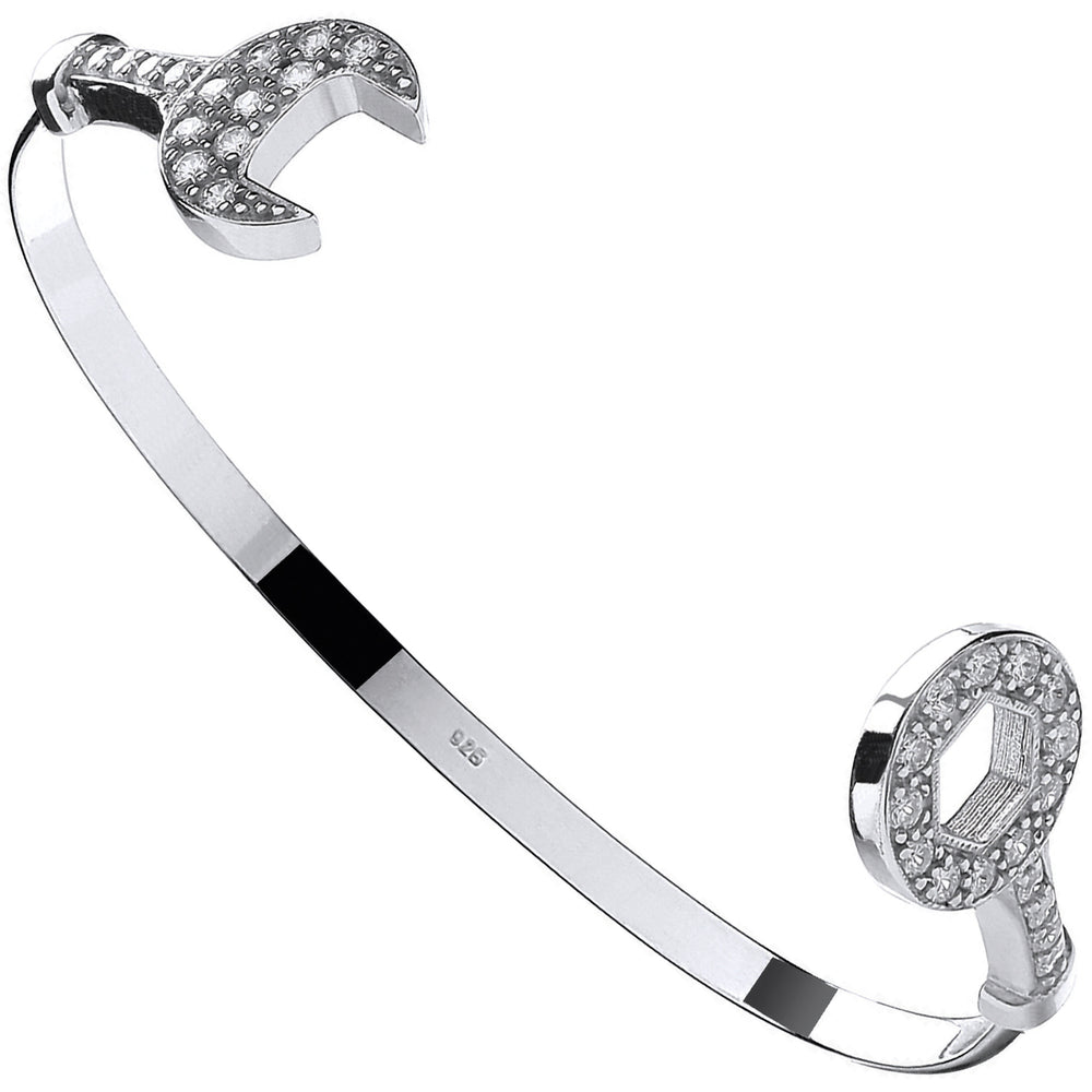 Silver Baby Cubic Zirconia Spanner Bangle