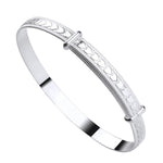 Silver Expandable Baby Bangle With Embossed Hearts