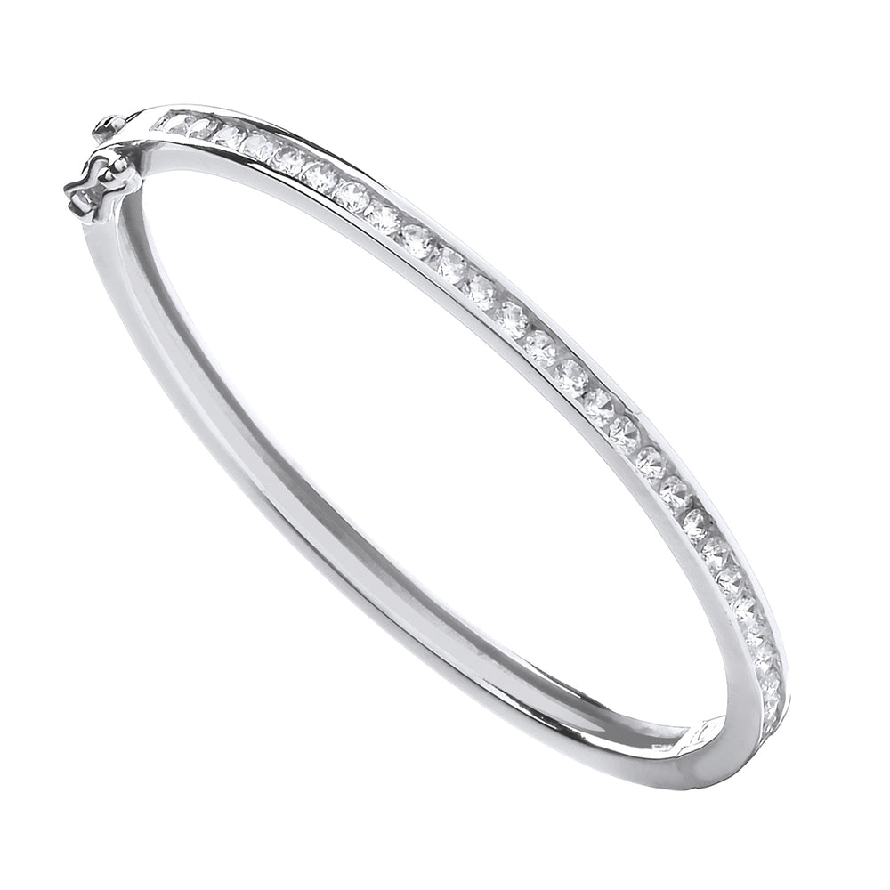 Silver Channel Set CZs Baby Bangle