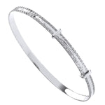 Silver 4mm Expandable Diamond Cut Bangle