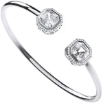 Silver Octagon CZ Torque Hollow Bangle