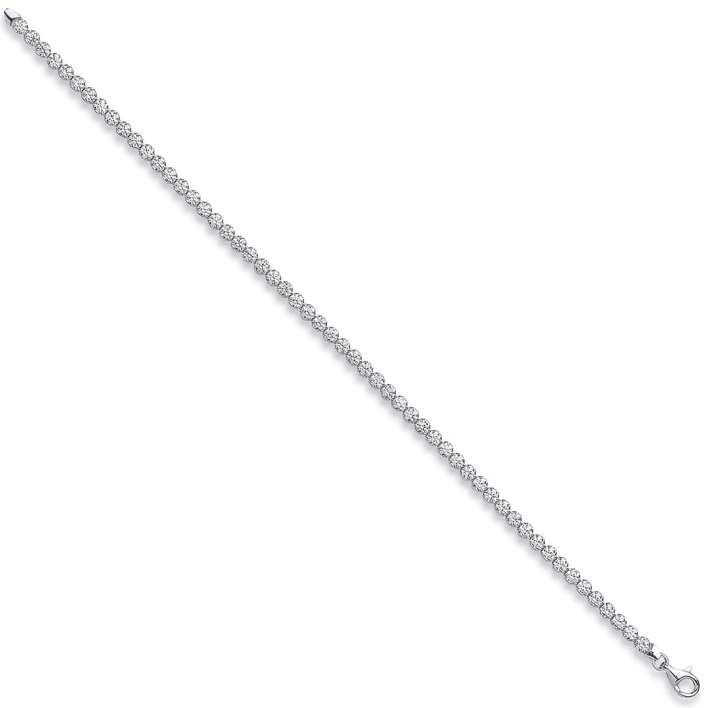 Silver Rh. Plated Round Cubic Zirconia Tennis Bracelet