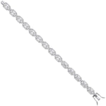 Silver Clear Cubic Zirconia Emerald Cut in a Halo Style Tennis Bracelet