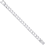 Silver Square Curb Ribbed Edge Link Gents Bracelet