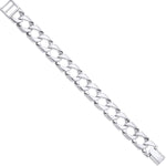 Silver Large Square Curb Ribbed Edge Link Gents Bracelet