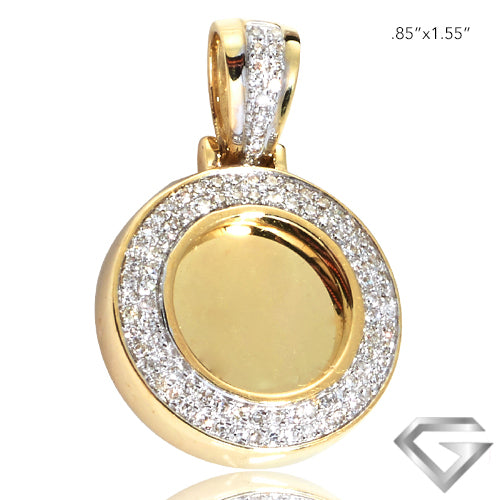 10K Yellow Gold 0.20ctw Diamond Memorial Pendant - 0.5" W/O Bail(Picture / Photo Pendants)