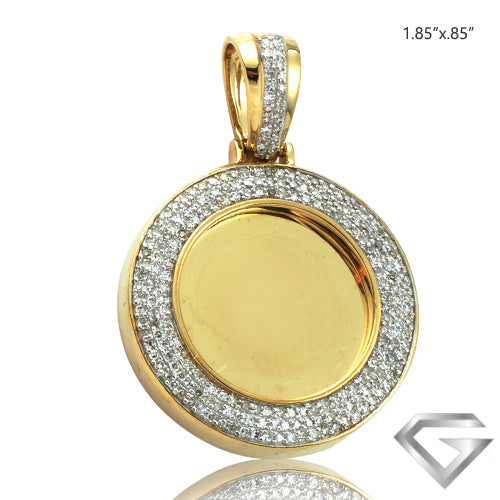 10K Yellow Gold 0.40ctw Diamond Memorial Pendant - 0.9" W/O Bail(Picture / Photo Pendants)