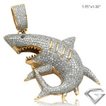 10K Yellow Gold 2.75ctw Diamond Shark Pendant - Black Diamond Eye