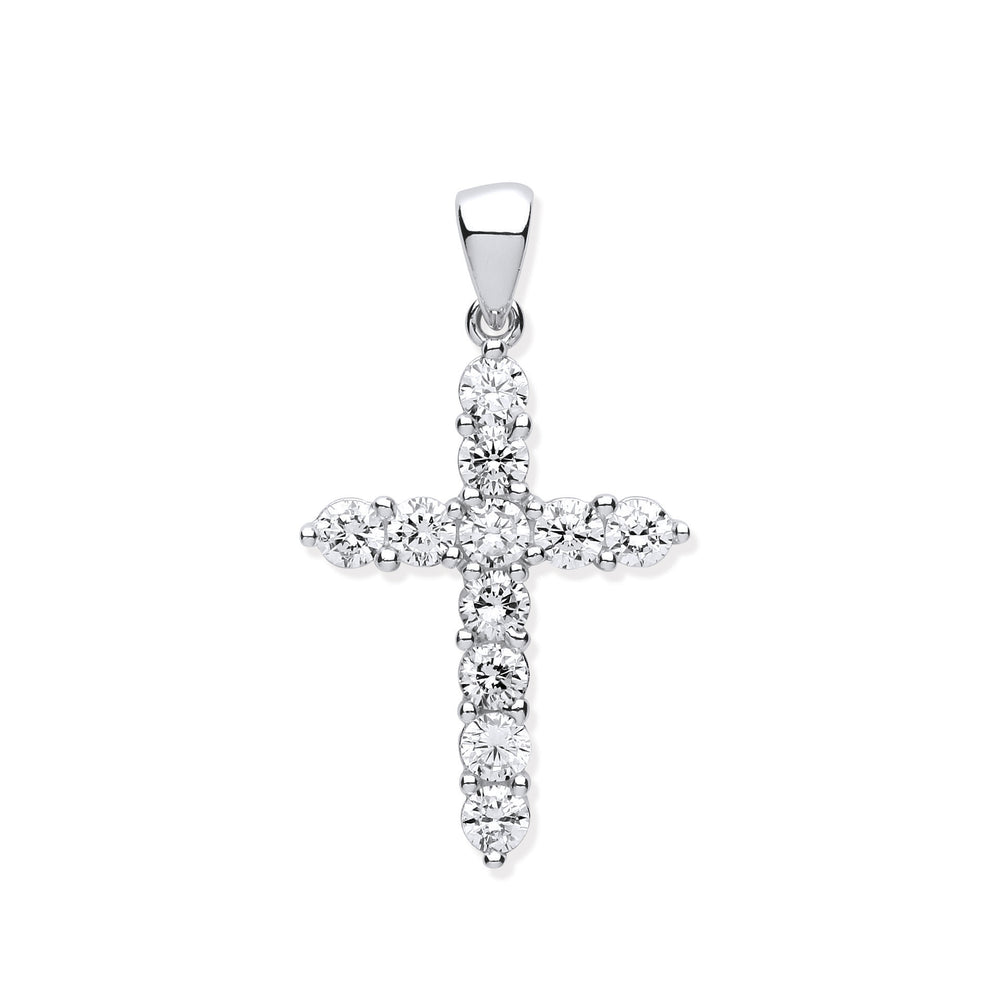 Silver Cubic Zirconia Cross