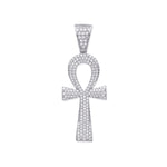 Silver Cubic Zirconia Ankh Cross - Key of Life