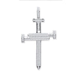 Silver Cubic Zirconia Nail Cross