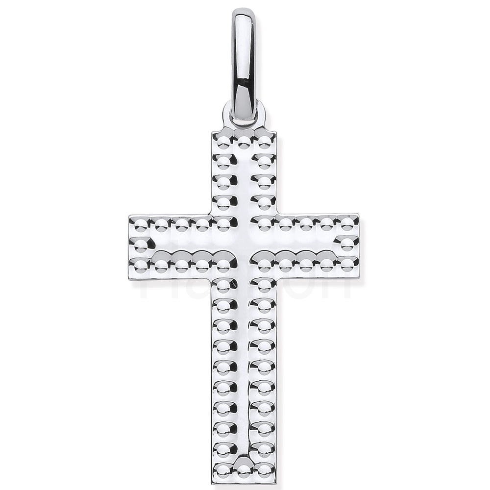 Silver Embossed Edge Cross