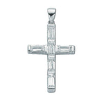 Silver Baguette Cut Cubic Zirconia Cross