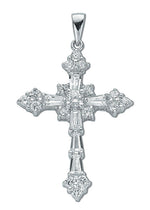 Silver Fancy Baguette Cut Cubic Zirconia Cross