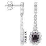 Silver Black Cluster Cubic Zirconia Drop Earrings