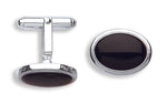 Silver Black Onyx Oval Cufflinks