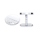 Silver Plain & Engraved Oval Cufflinks