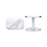 Silver Plain & Engraved Rectangle Cufflinks