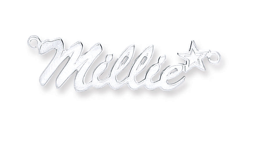 Silver Script Star Name Necklace