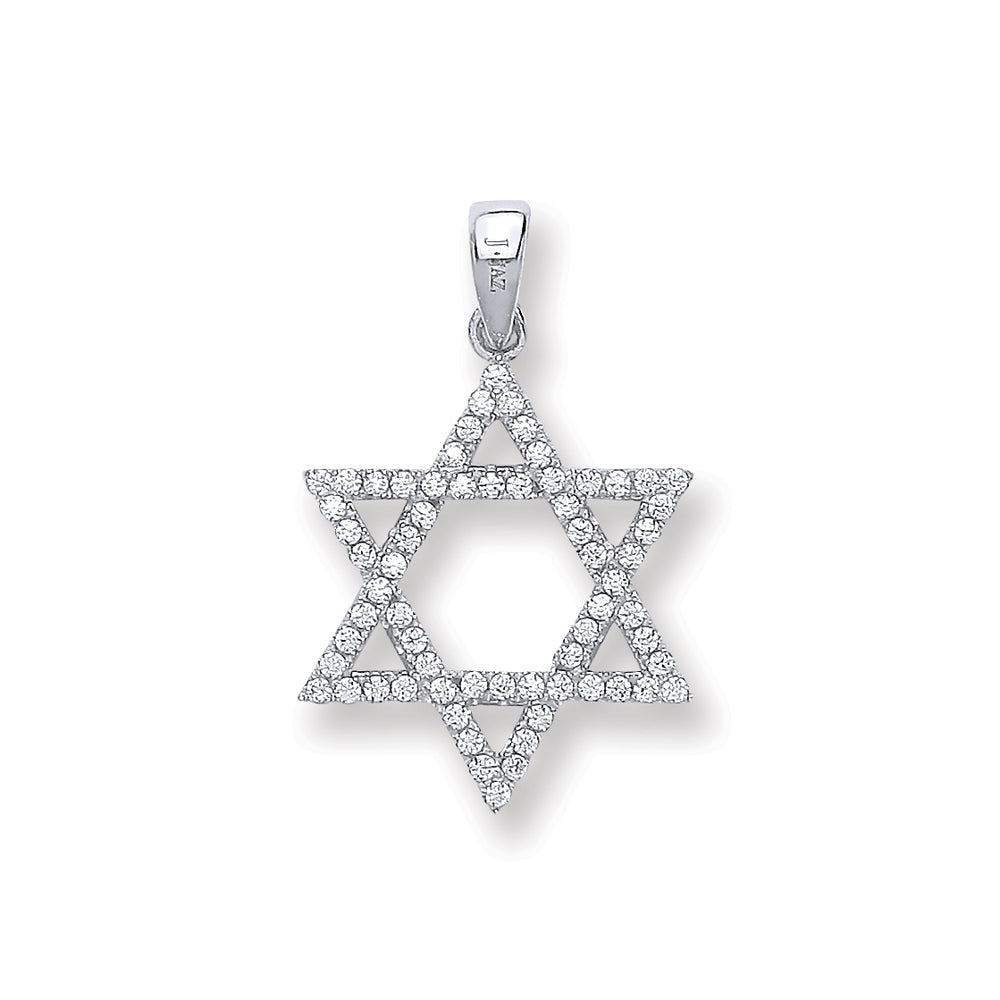 Silver Cubic Zirconia Star Of David Pendant