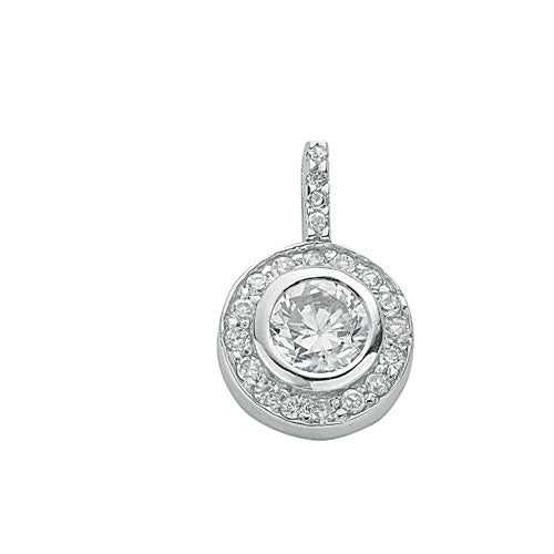 Silver Cubic Zirconia Cluster Drop Pendant