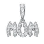 Silver Pave Set Cubic Zirconia Mum Drop Pendant