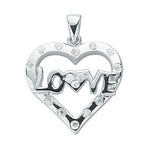 Silver Cubic Zirconia Heart Love Pendant