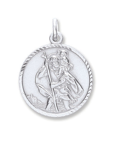 Silver St Christopher D/CPlain Back Pendant