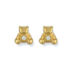 9ct Yellow Gold Cubic Zirconia Teddy Bear Studs