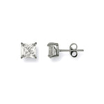 9ct White Gold 6mm Claw Set Princess Cut Cubic Zirconia Studs