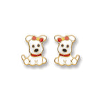 9ct Gold Enameled Puppy Stud