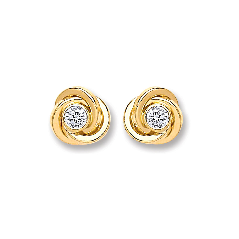 9ct Gold Cubic Zirconia Knot Stud