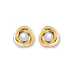 9ct Gold Simulated Pearl Knot Stud