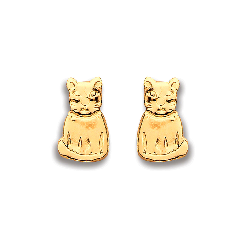 9ct Yellow Gold Cat Stud