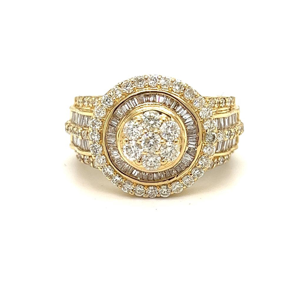 Large Gents Baguette Diamond Cluster Ring