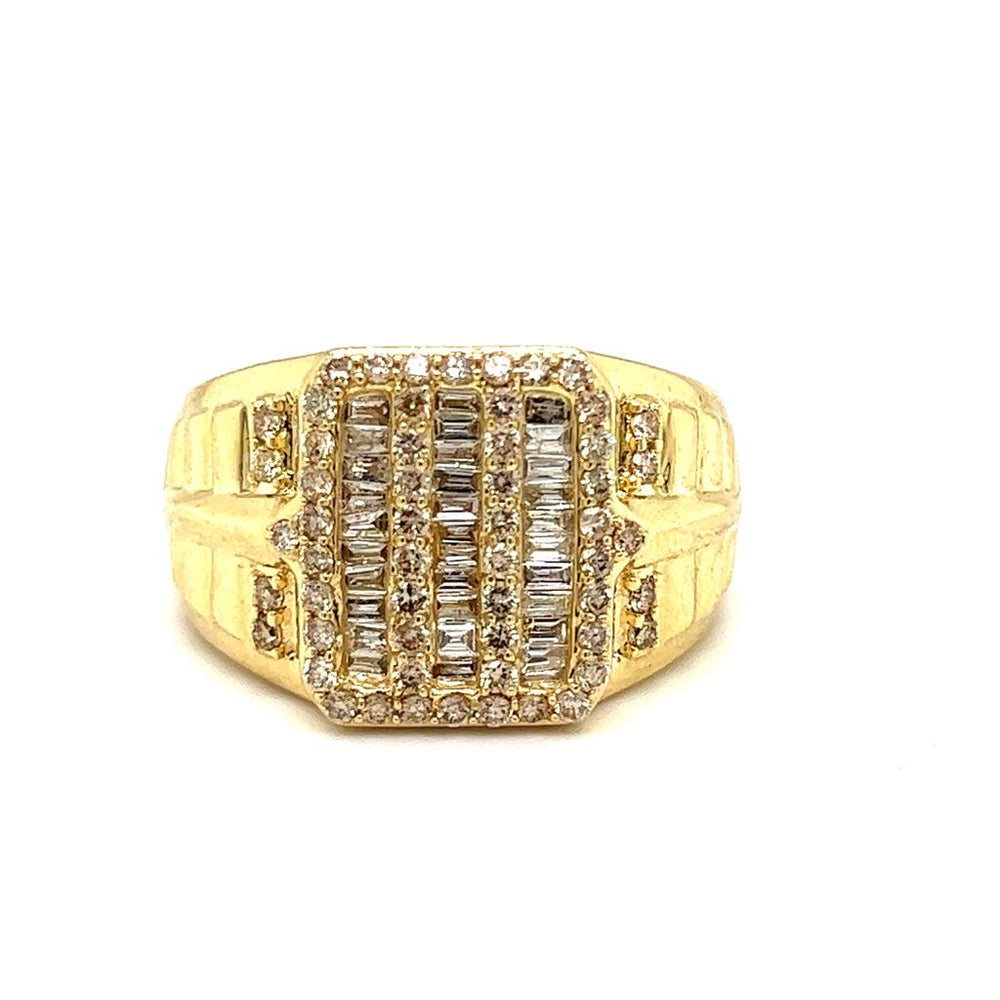 Large Gents Cluster Baguette Square Ring