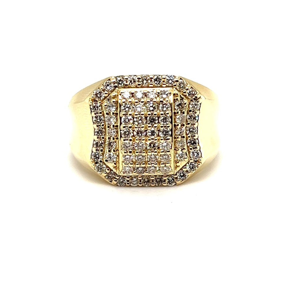 Large Gents Diamond Set Rectangle middle Ring