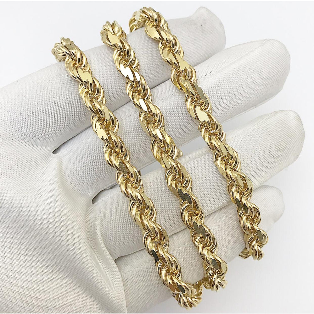 9ct Solid Diamond Cut Rope Chain (7mm)