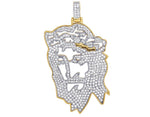 10K Yellow Gold Cutout Christ Jesus Diamond Pendant 3.20CT