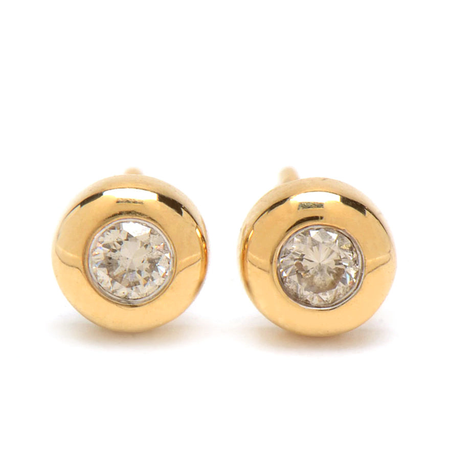 9ct Yellow Gold 0.40ct Rubover Set Diamond Stud Earrings