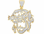 10K Yellow Gold Cutout Jesus Face Pendant Charm 0.73 CT