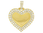 14K Yellow Gold Memorial Frame Heart Photo Engrave Pendant 6 CT(Picture / Photo Pendants)